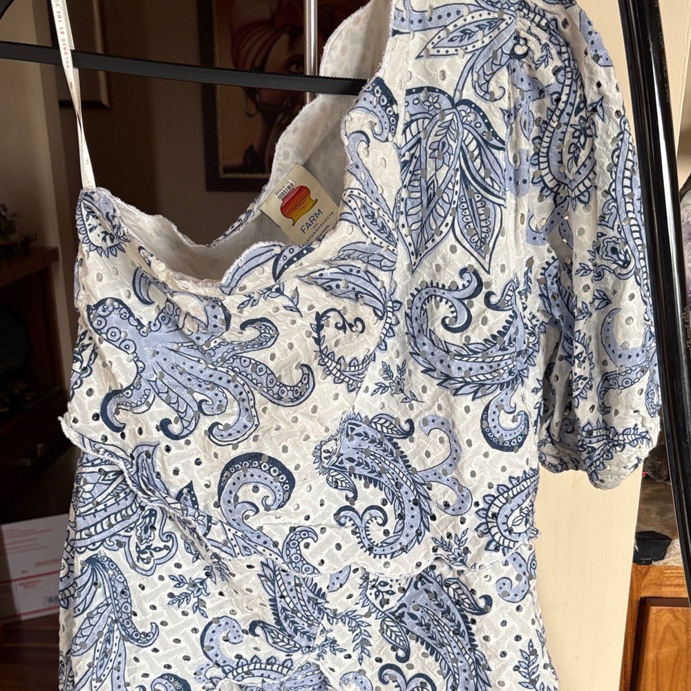 Farm Rio One-Shoulder Eyelet Midi Dress - Picture 4 of 6